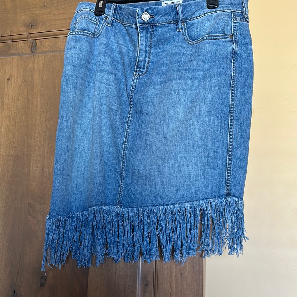Fringed Denim Skirt